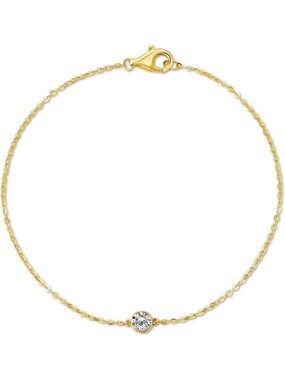 14k Solid Gold Diamond Station Bracelet for Women, 0.32ct Lab Grown, No